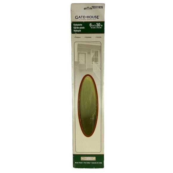 Gatehouse 6x30 Aluminum Kick Plate Brass Finish For Front/Back Door Durable - Picture 1 of 5